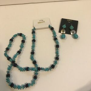 Mixit Turq table faux stone necklace and earrings